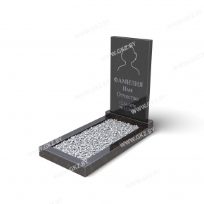 Прямоугольный памятник из черного и коричневого гранита с открытым цветником, модель ОК-1