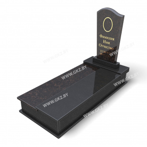 Комбинированный памятник из черного и коричневого гранита с фигурной стелой и закрытой двухцветной плитой, модель ОК-31